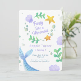 Lila Sjöjungfru Svan under Havsdagen Inbjudningar