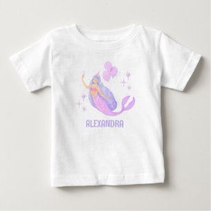 Lila sjöjungfru tjej 1-års under havet t shirt