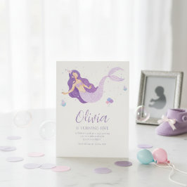 Lila sjöjungfru under havet Baby Shower Inbjudningar