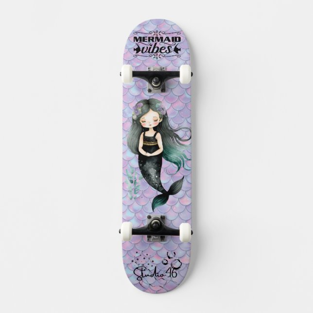 Lila Sjöjungfru vibes Mini Skateboard Bräda 18,5 Cm (Framsida)