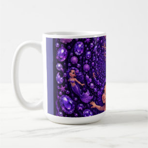 Lila sjöjungfrugem spiral fantasikonst kaffemugg
