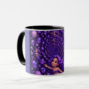 Lila sjöjungfrugem spiral fantasikonst mugg