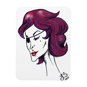 Lila Sjökapten Dam Kartong Original Pop Art Magnet