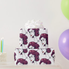 Lila Sjökapten Dam Purple Hår Kvinna Teckning Kons Presentpapper