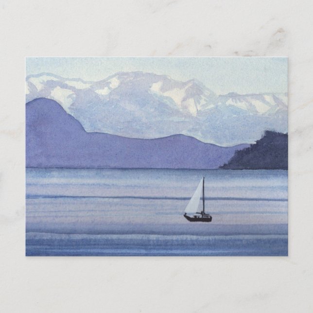 Lila Sjölandskap Vykort (Framsida)