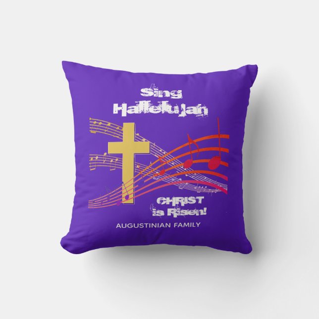 Lila SJUNGA HALLELUJAH CHRIST ÄR RISEN Påsk Kudde (Framsida)