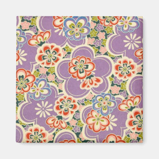 Lila, skalning, blått, rött, Grönt och vita blommo Magnet