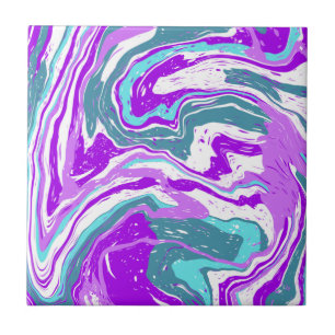 Lila, skalning, turkos Marble Fluid Art Kakelplatta