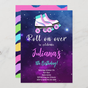 Lila Skate Roll on over Birthday-inbjudan Inbjudningar