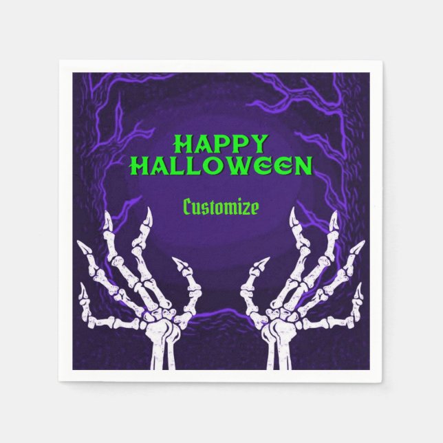 Lila Skeleton Händer Pappersservett (Framsidan)