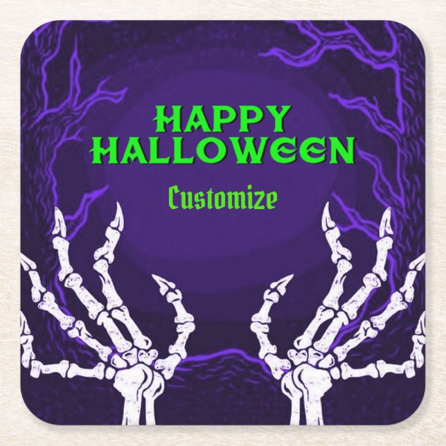 Lila Skeleton Händer Underlägg Papper Kvadrat (Framsidan)