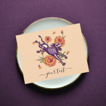Lila Skeleton Hund Dia de los Muertos Postcard