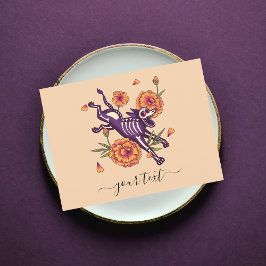 Lila Skeleton Hund Dia de los Muertos Postcard Helg Vykort