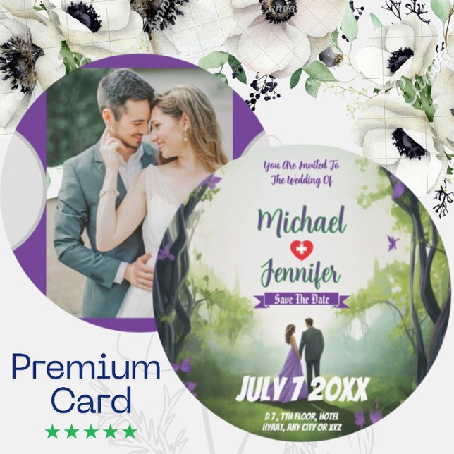 Lila Skog Bröllop Anpassad Foto Spara Datum Datumet (Skapare uppladdad)