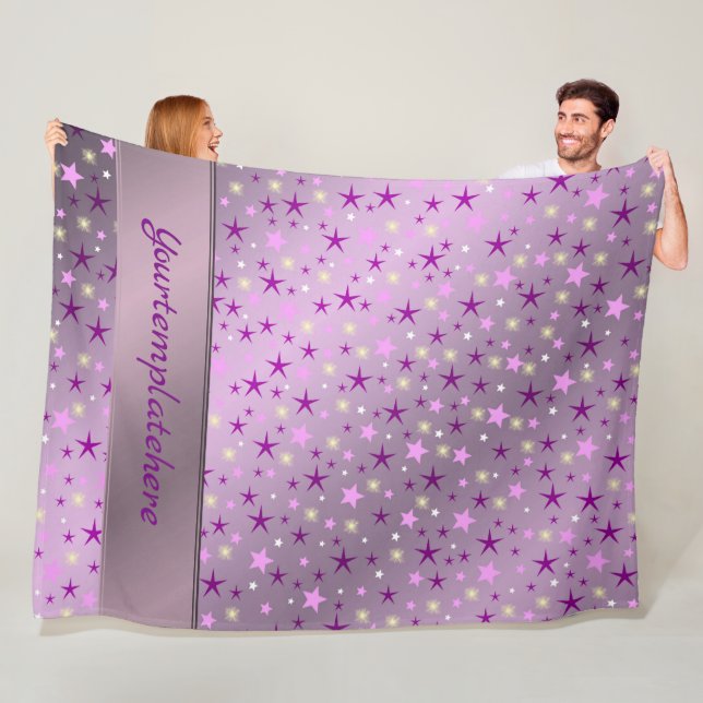 lila, skratt, lycklig, stjärnor, regnbåge, färg, fleecefilt (På plats)