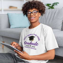Lila skrift examen personlig examen t shirt