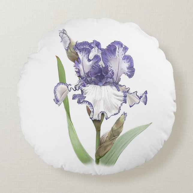 Lila skrynklig iris rund kudde (Framsidan)