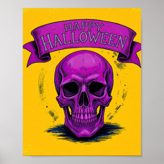 Lila Skull Halloween Poster