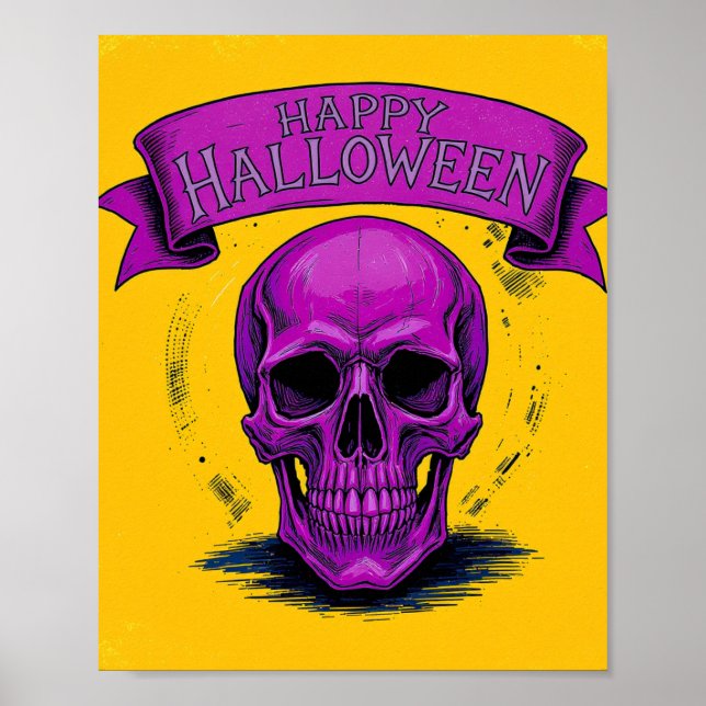 Lila Skull Halloween Poster (Framsidan)