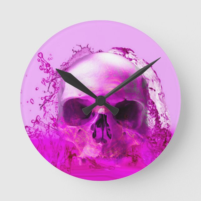 Lila Skull i Vatten Rund Klocka (Framsida)