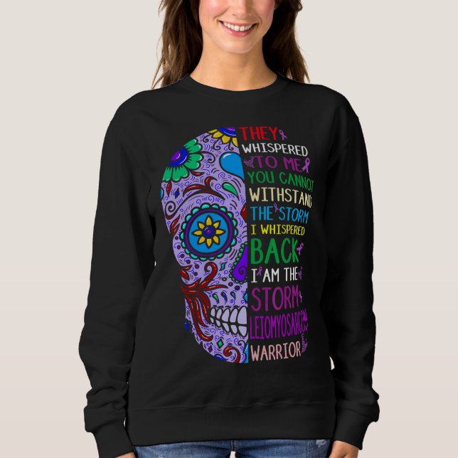 Lila Skull Leiomyosarcoma Warrior Jag är stormen T Shirt (Framsida)