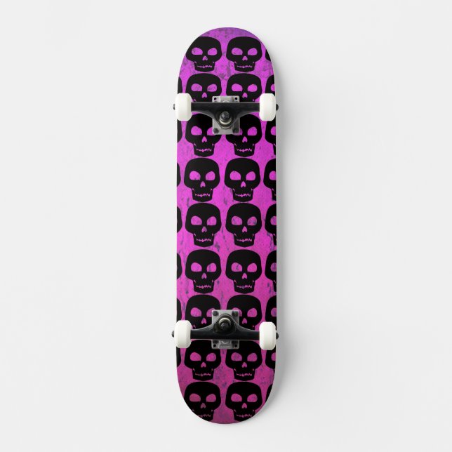 Lila Skull Mini Skateboard Bräda 18,5 Cm (Framsida)