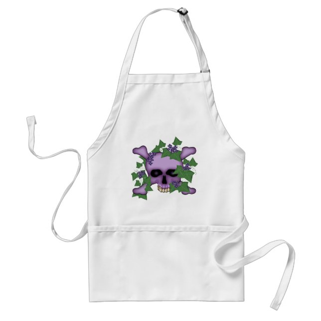 Lila Skull och blommor Förkläde (Framsidan)
