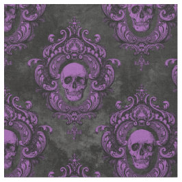 Lila Skull och Gothic Mörk Grått Tyg