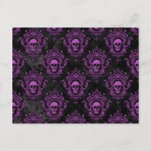 Lila Skull och gotiskt Grått Vykort