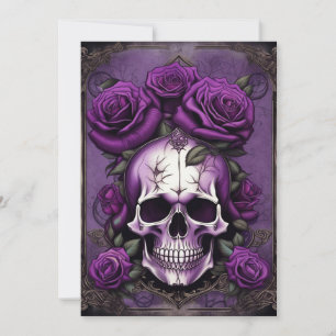 Lila Skull och Ro Gothic Elegance Bröllop Inbjudningar