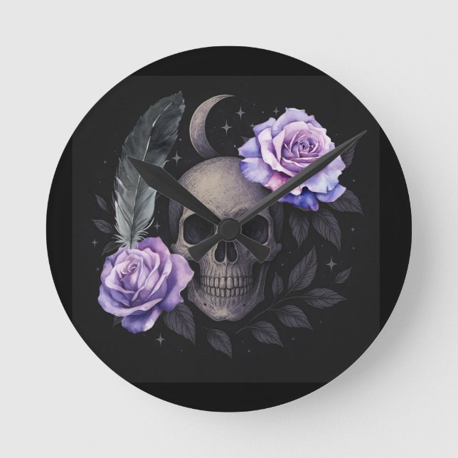 LILA SKULL RUND KLOCKA (Framsida)