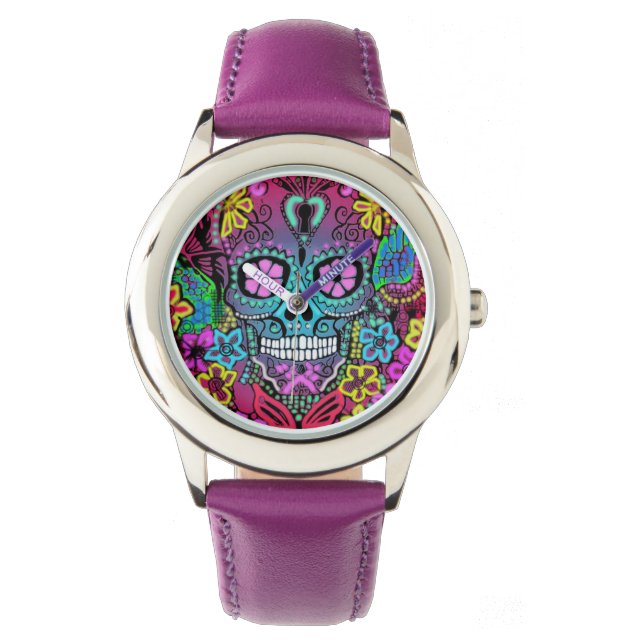 Lila Skull Watch Armbandsur (Framsida)