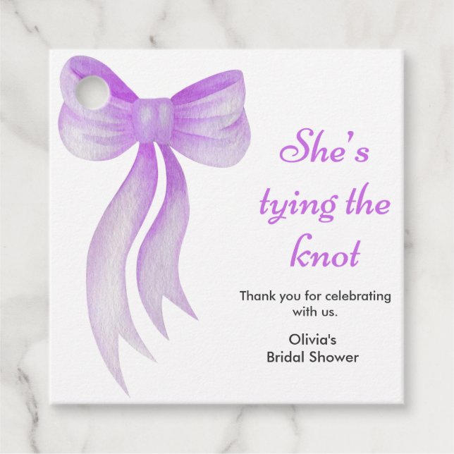 Lila slinga Hon knyter knuten Bröllopsdusch   Gåvor Etiketter (Framsida)