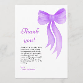 Lila slinga Hon knyter knuten Bröllopsfest  Tack Kort