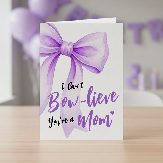 Lila slinga Söt Ny Mamma Roligt Glad Mors Dag Kort (Purple Bow Cute New Mom Funny Happy Mothers Day Card
)