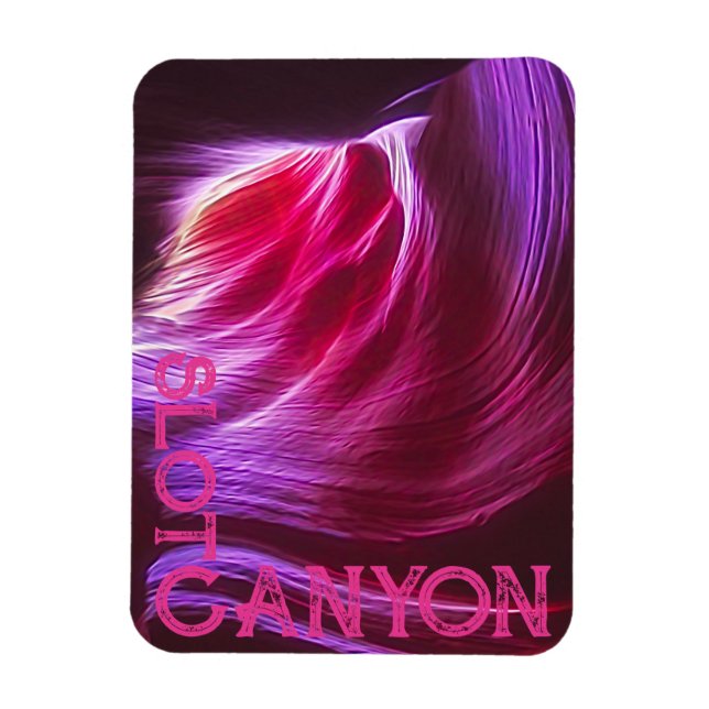 Lila Slot Canyon Rosa Text eller Foto & Text Magnet (Vertikal)