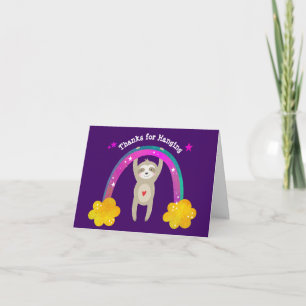 Lila Sloth Boho Rainbow Birthday Cute Modern Tack Kort