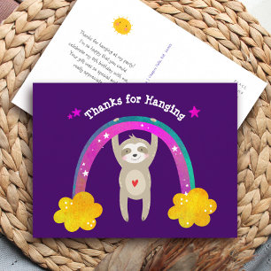 Lila Sloth Boho Rainbow Birthday Cute Tack Vykort