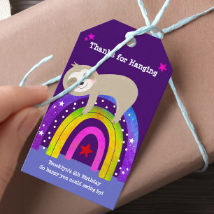 Lila Sloth Boho Rainbow Cute Modern Birthday Presentetikett