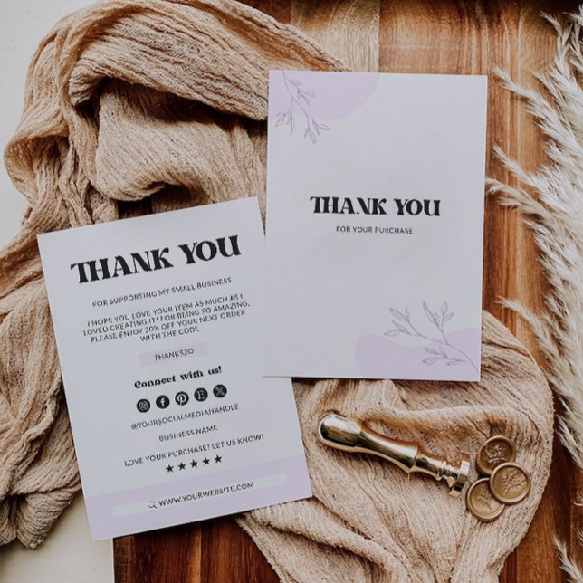 Lila Small Business - tackkort, Tack Kort (Purple Small Business Thank You Card,)