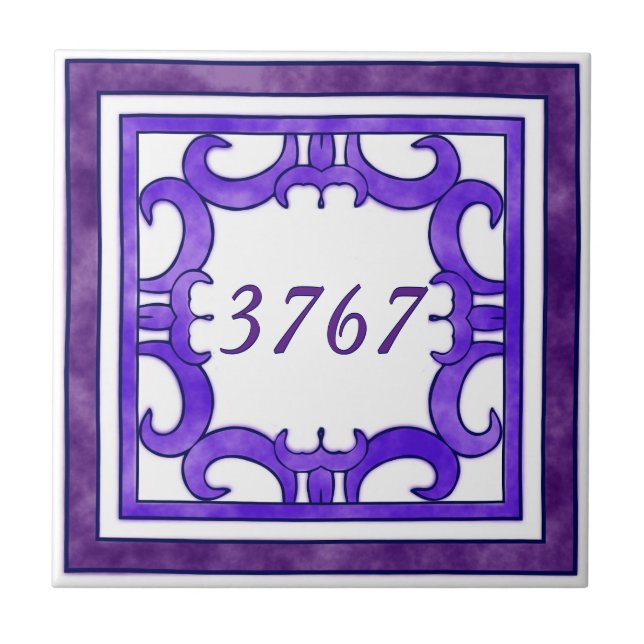 Lila Small House Number Kakelplatta (Framsidan)