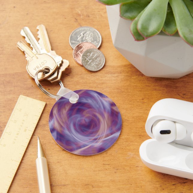 Lila Smoke Basic Round Button Keychain Nyckelring (Skrivbord)
