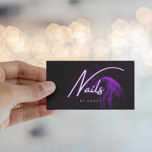 Lila Smoke Neon Nagel Affärskort Visitkort