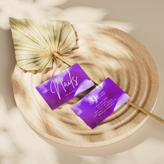 Lila Smoke & Neon Nail Artist Nagel Tech Visitkort (Skapare uppladdad)