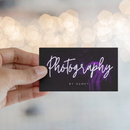 Lila Smoke Neon Photography Script Visitkort