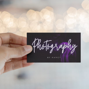 Lila Smoke Neon Photography Script Visitkort