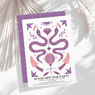 Lila Snake 2025 Lunar/Kinesisk nyårsafton Party Inbjudningar
