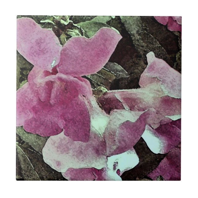 Lila snapdragons i akvarell kakelplatta (Framsidan)