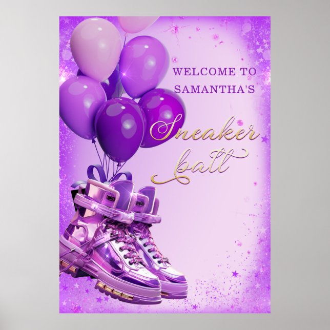 Lila Sneakerhead Välkomst Födelsedagsfest Skylt (Framsidan)