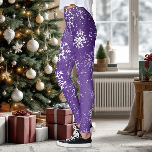 Lila snöfligmönster Magisk vinterhelg Leggings
